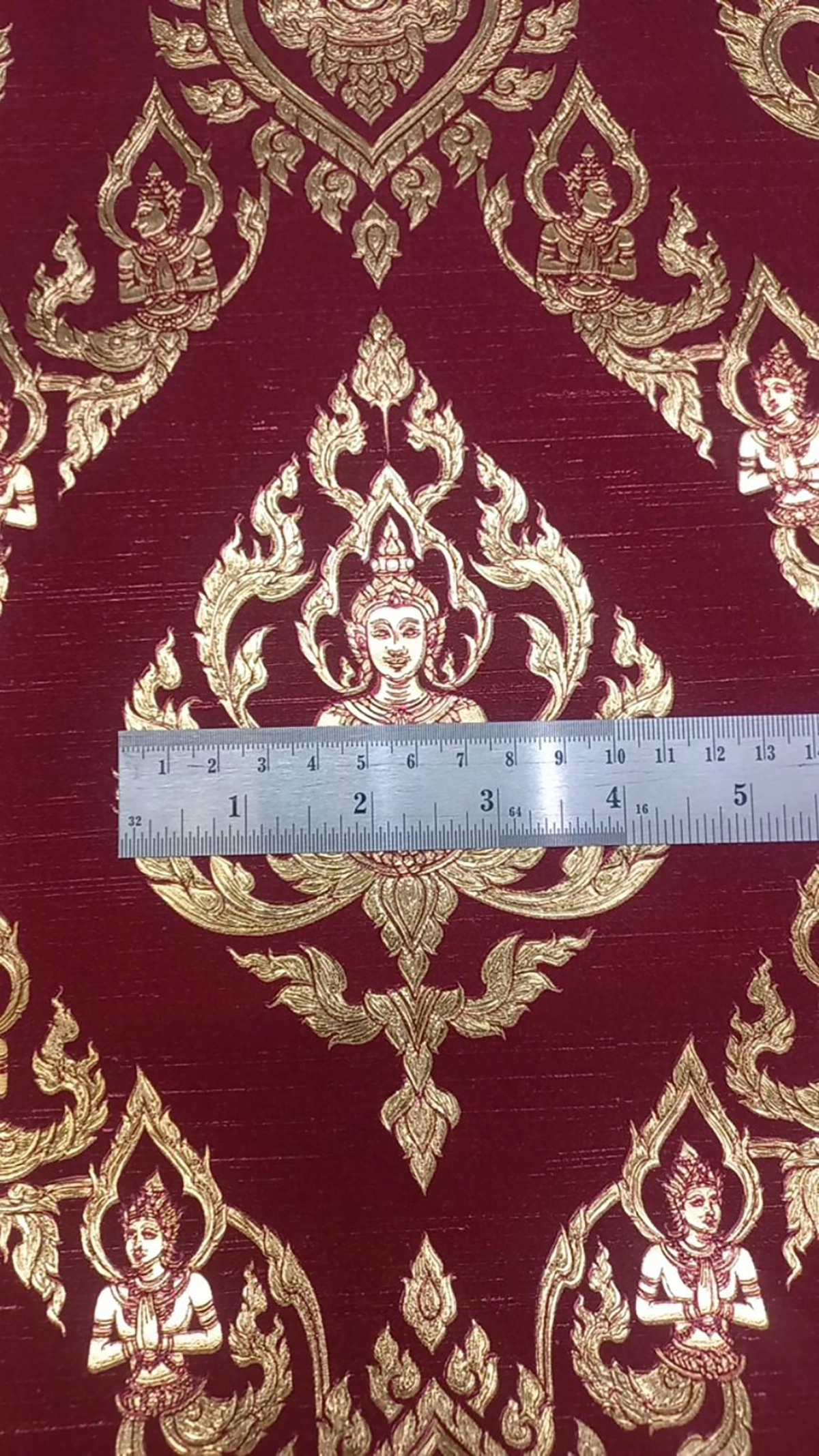 วอลเปเปอร์ลายไทย ลายเทพพนม แต่งผนังศาลาวัด