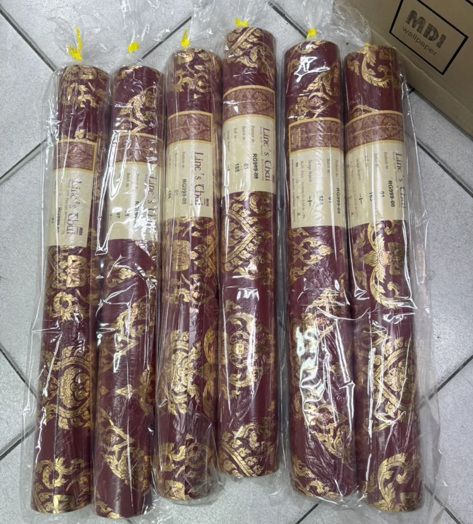 วอลเปเปอร์ลายไทย ลายเทพพนม แต่งผนังศาลาวัด