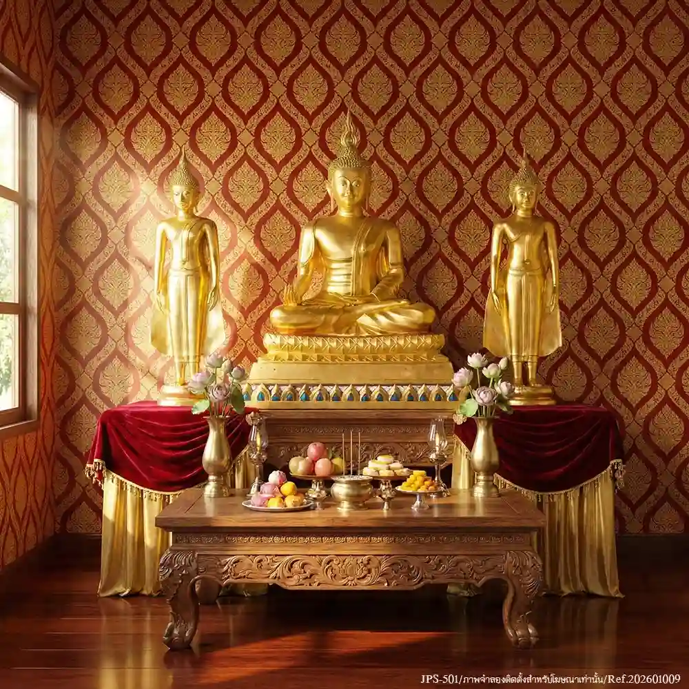 วอลเปเปอร์ลายไทย ลายพุ่มข้าวบิณฑ์